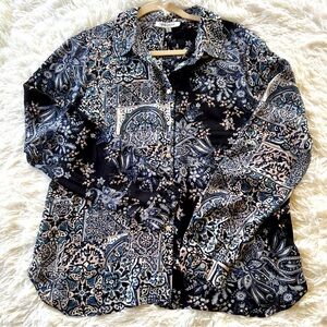 Rose & Olive Button-Up Blouse - Size XL